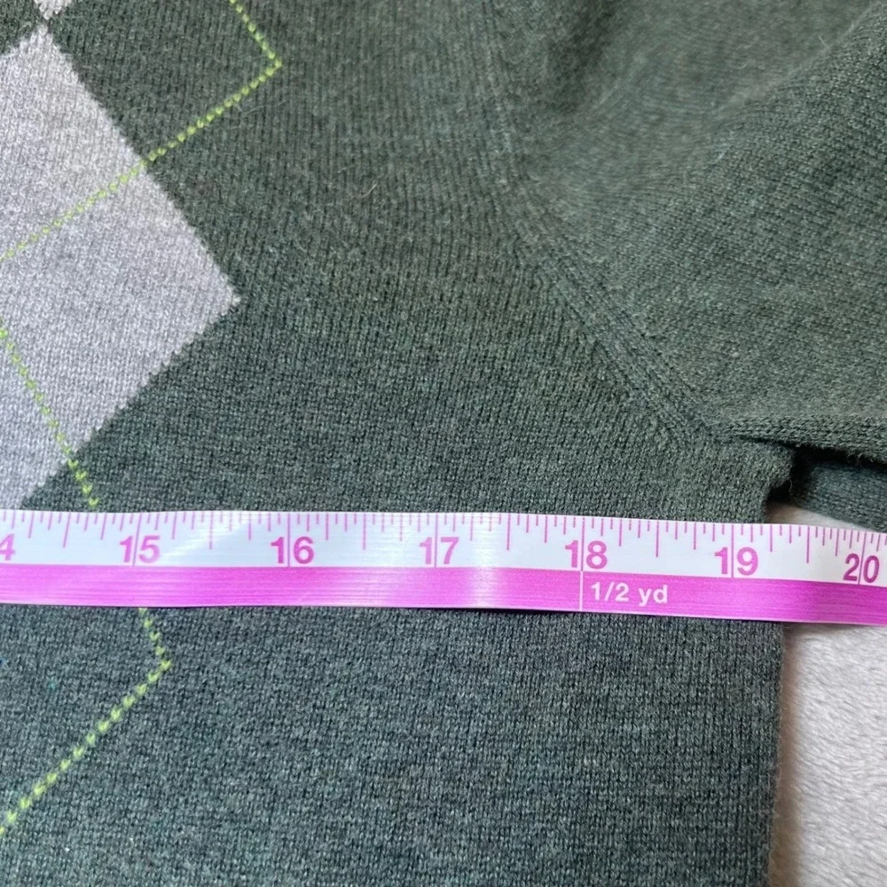Old Navy Mens Size Small V Neck Sweater Green Argyle Classic Fit Preppy‎ Fall